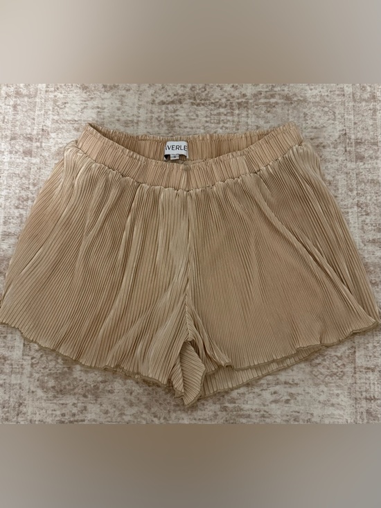 Waverly Pants - Waverly Pleated Satin Lounge Shorts in Beige